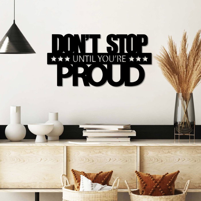 Wallity Don't Stop Until You're Proud Escultura de pared metálica negra